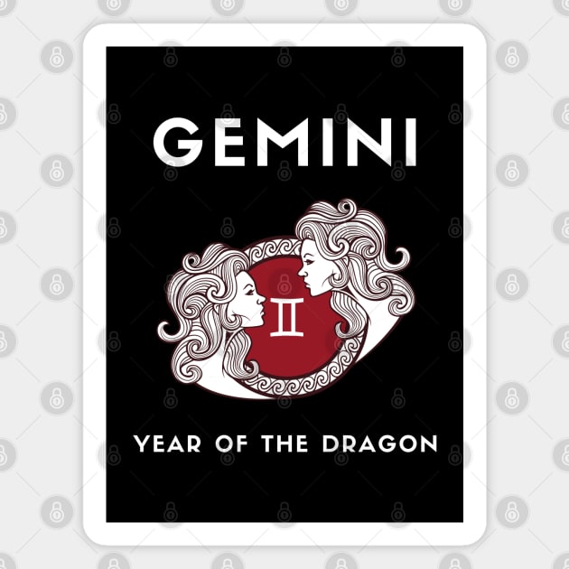 GEMINI / Year of the DRAGON Magnet by KadyMageInk